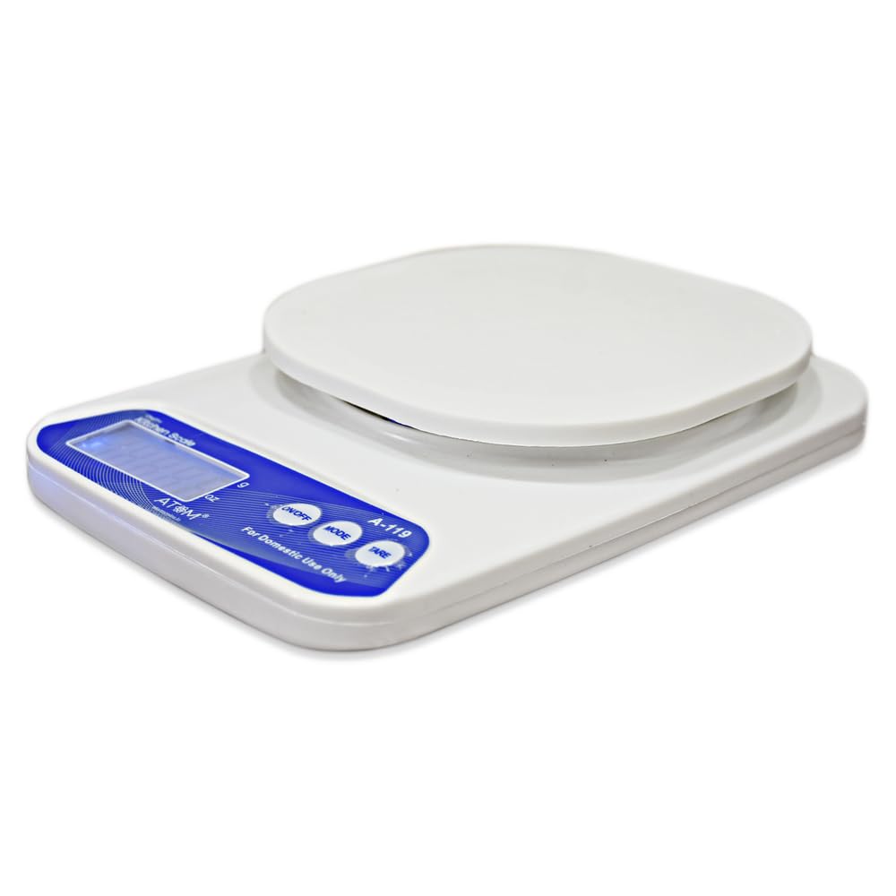 ATOM ALISTON K1 Series Digital Kitchen Weighing Scale 10 kg, Electronic Weight Machine with LCD Display for Baking, Cooking, Food & Diet, SF-400/A121. 6Months Warranty (Colour May Vary)