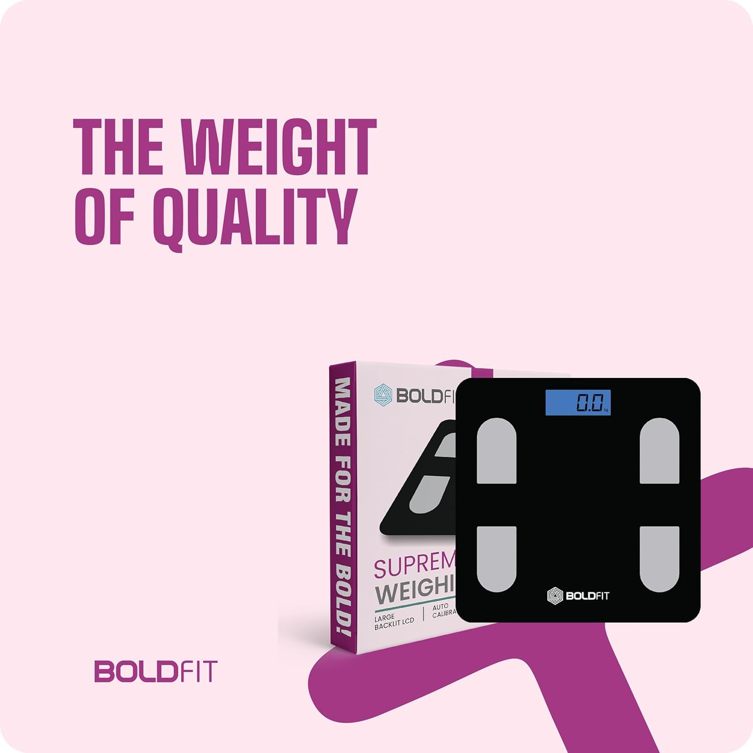 Boldfit Weight Machine for Home Digital Weighing Machine for Human Body with LCD Display Max Weight Capacity 180Kgs (Batteries Not Included) – Bathroom Scale for Home