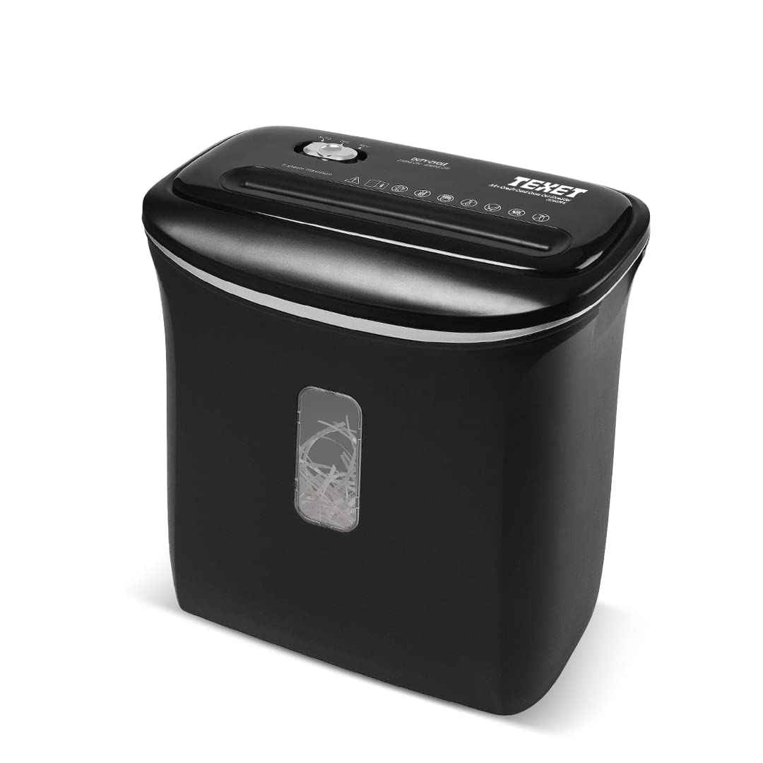 Texet CC612EX Paper and Card Shredder | Crosscut Shredder | Auto Start & Stop Functions | cuts 6 Sheets at a time | 12L Waste bin | for Home and Office Usage | Shreds Credit and Debit Cards