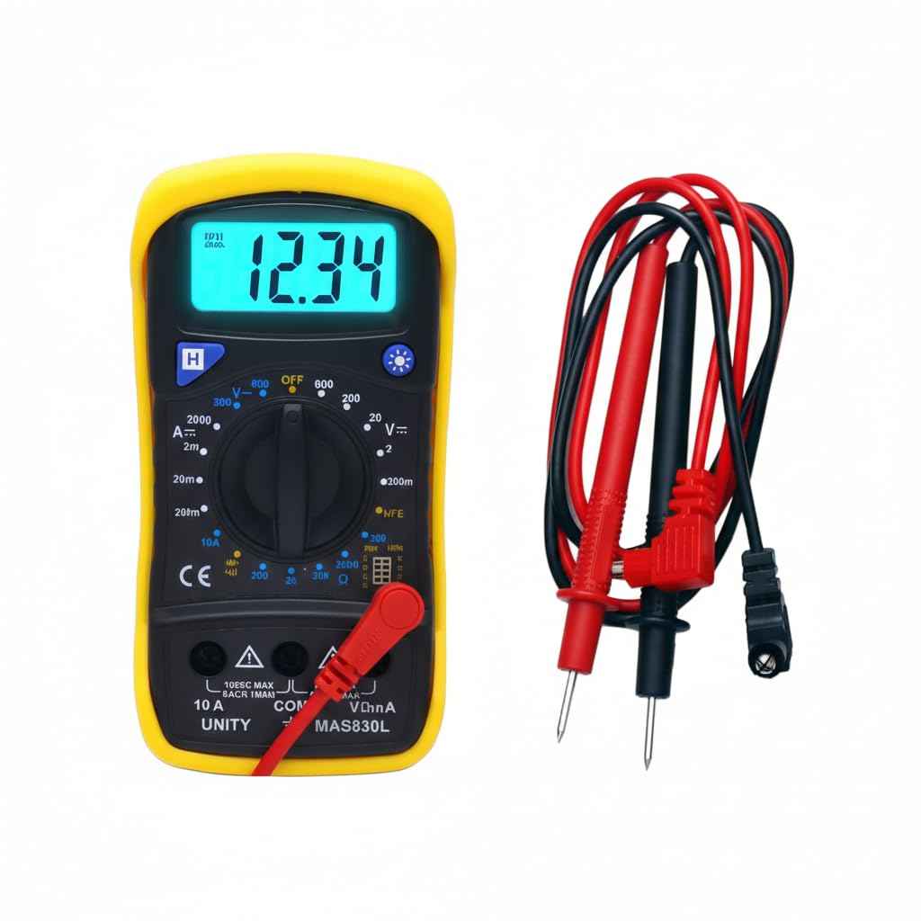 MAS830L Digital multimeter for measuring AC and DC voltage, DC current and resistance with LCD display