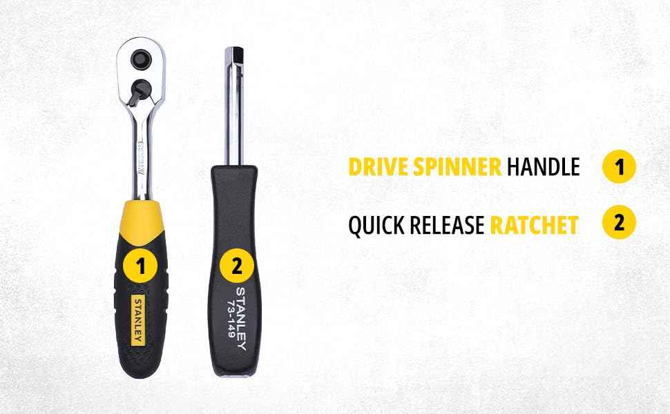 STANLEY STMT81243 110-Piece High Quality Multi-Toolkit containing Pliers, Spanners, Drivers, Sockets, Bits, Wrenches & Ratchets for Home, DIY & Professional Use, 1 Year Warranty, Yellow & Black