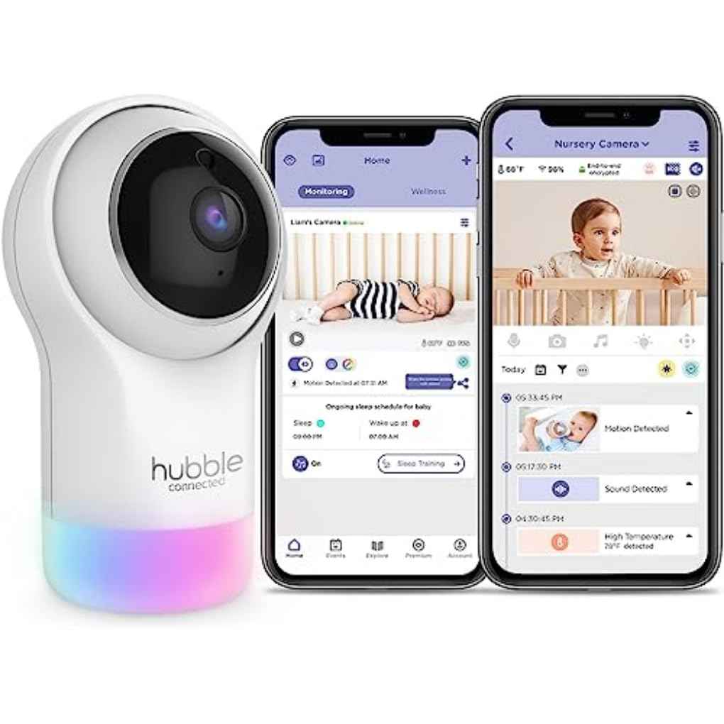 Hubble Pal Glow - HD1080P Smart Wi-Fi Indoor Security Camera with Digital Zoom, Two-Way Communication for Baby or Pet Monitoring, White