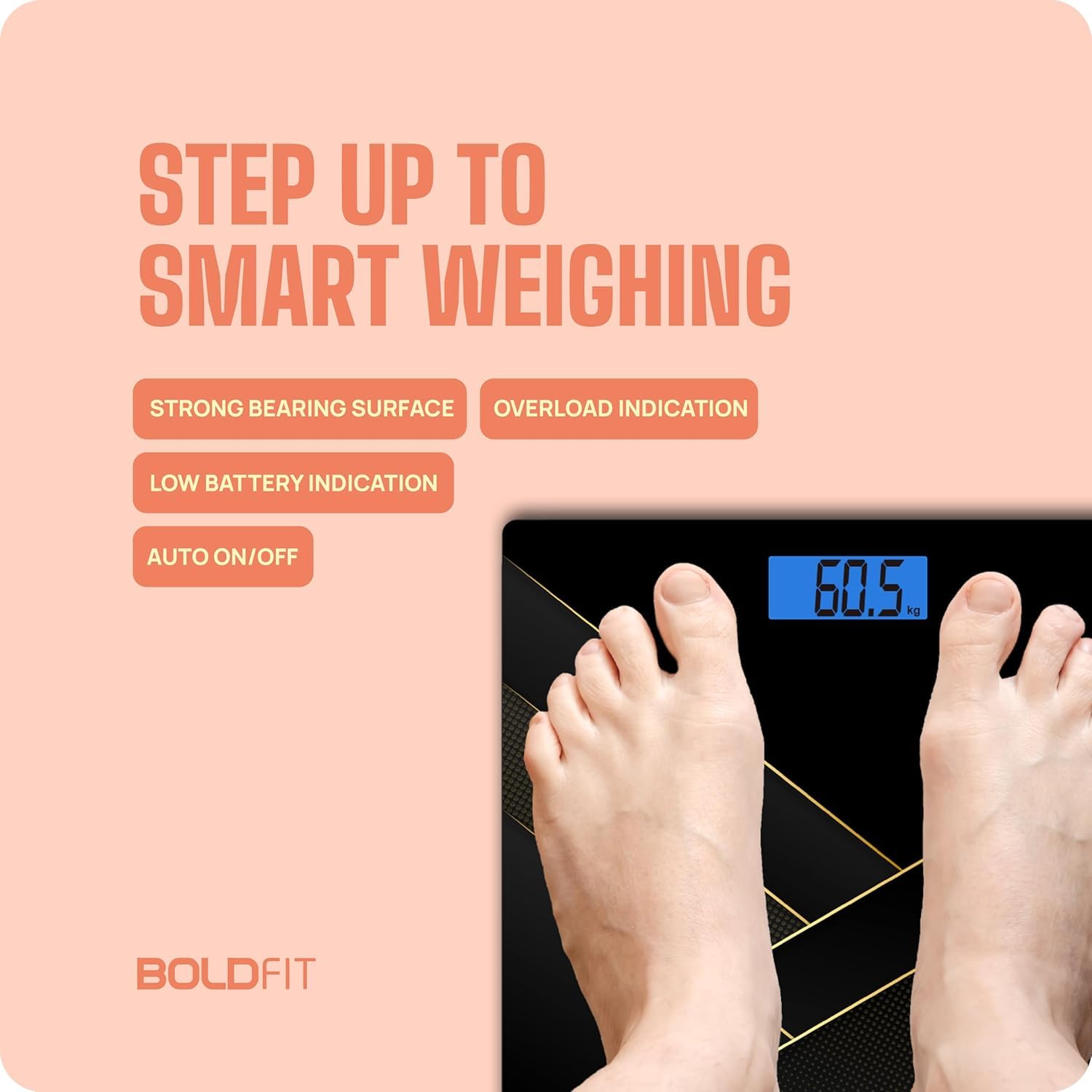 Boldfit Weight Machine for Home Digital Weighing Machine for Human Body with LCD Display Max Weight Capacity 180Kgs (Batteries Not Included) – Bathroom Scale for Home