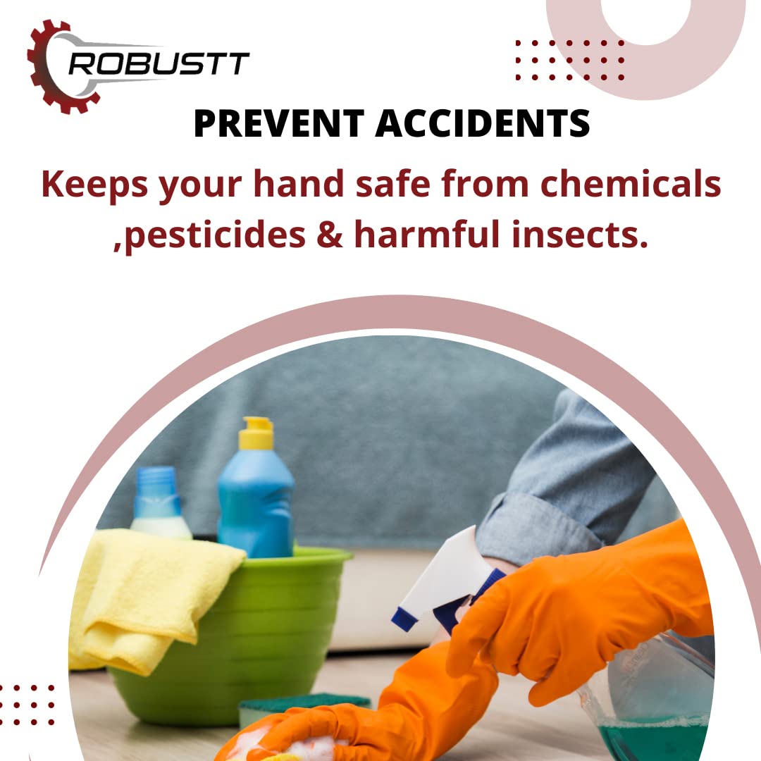 Robustt Heavy Duty Rubber Hand gloves (1 Pair) for Dishwashing, gardening, kitchen cleaning