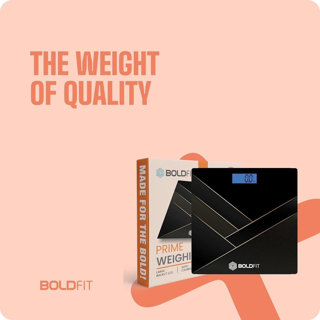 Boldfit Weight Machine for Home Digital Weighing Machine for Human Body with LCD Display Max Weight Capacity 180Kgs (Batteries Not Included) – Bathroom Scale for Home