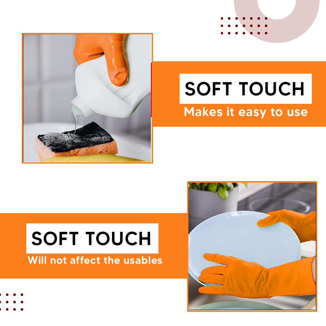 Robustt Heavy Duty Rubber Hand gloves (1 Pair) for Dishwashing, gardening, kitchen cleaning