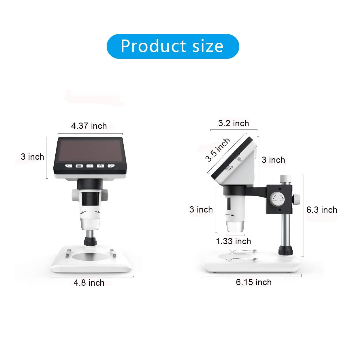 SMILEDRIVE® Digital HD Microscope with 4.3 inches Colour Screen | 50-1000x adjustable Magnification | USB Connection with Laptop, PC | Built-in MicroSD card slot (32GB) | 2000 mAh rechargeable battery
