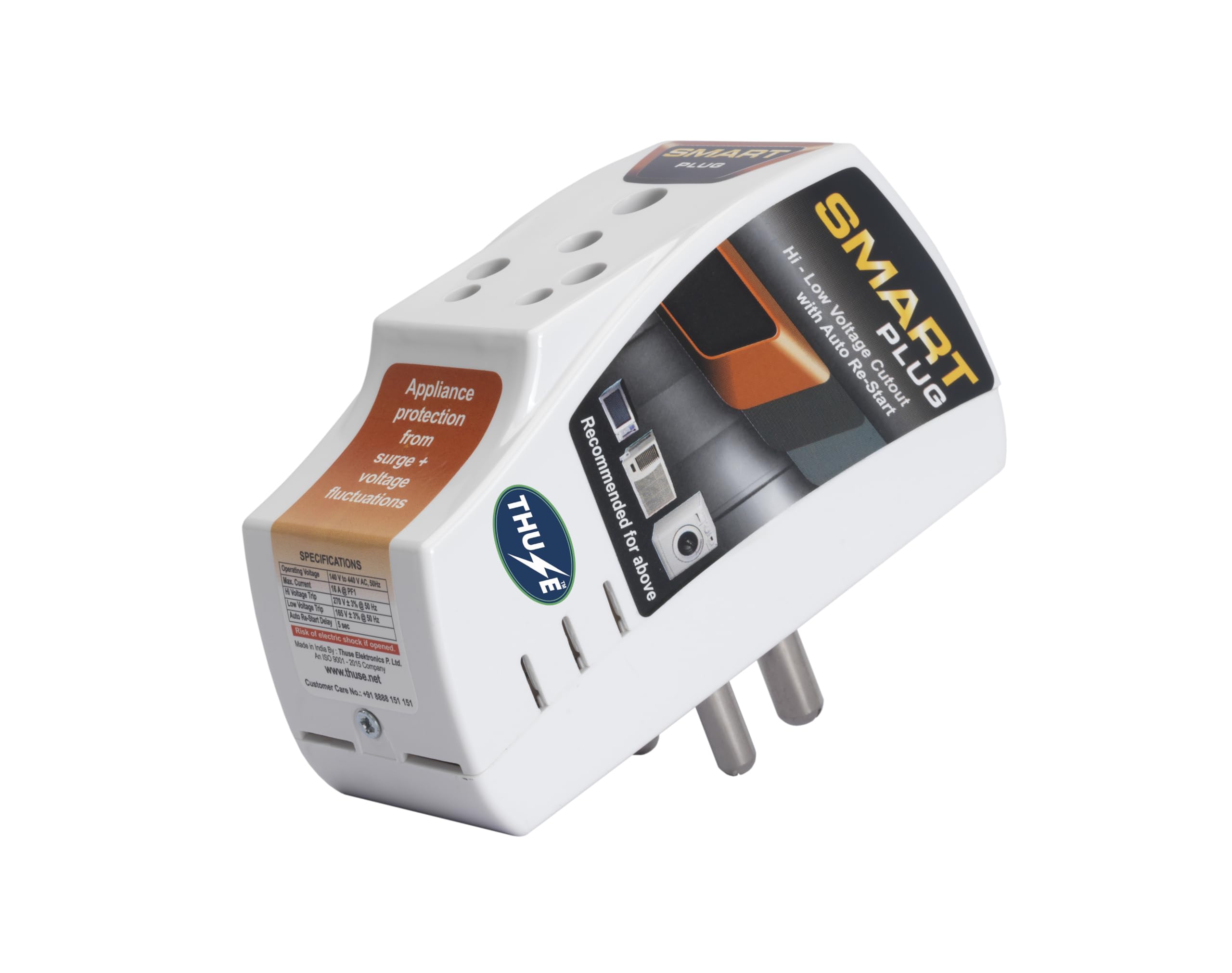 Smart Plug 16A (White), Voltage Protector for Washing Machine, Smart Water Heater, Microwave Oven, Dishwasher, AC, EV Charger, Over-Under Voltage Protector with Surge Protection Upto 4000 Volts