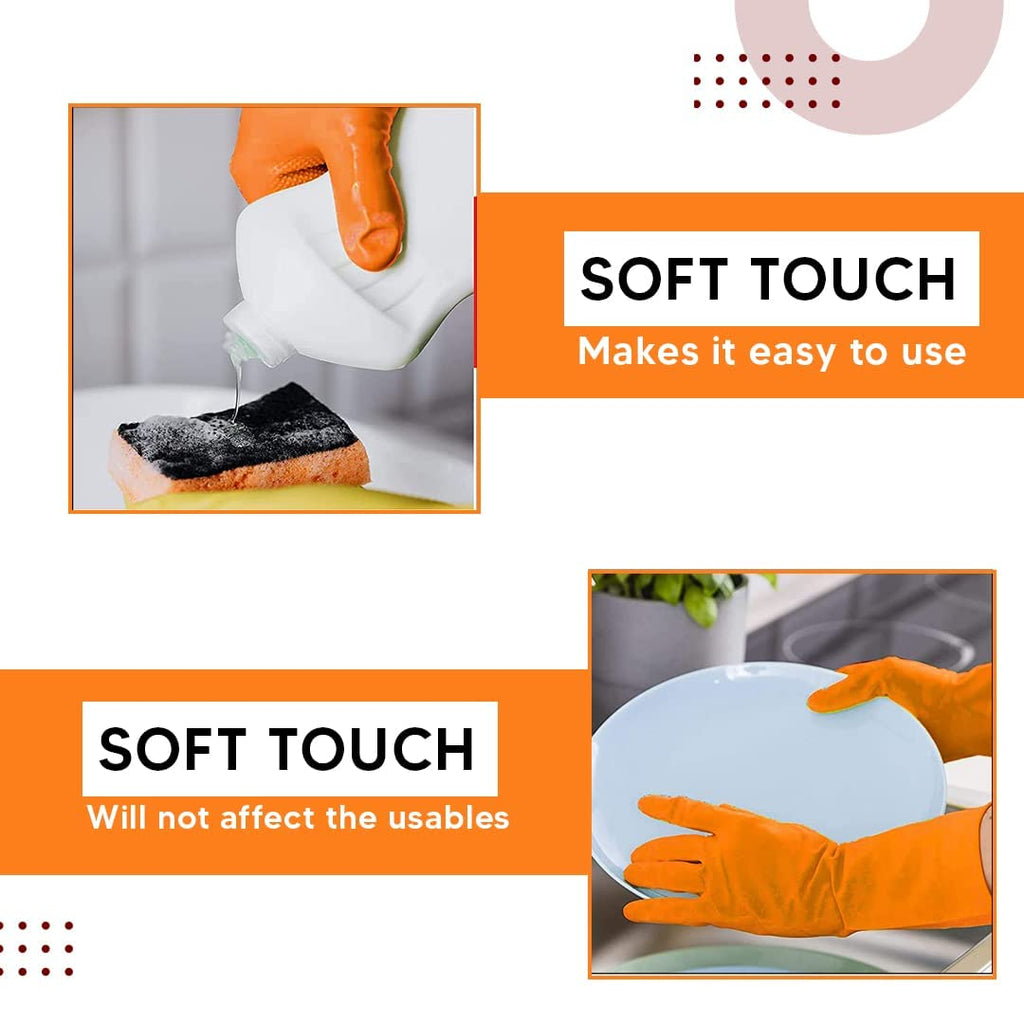 Robustt Heavy Duty Rubber Hand gloves (1 Pair) for Dishwashing, gardening, kitchen cleaning