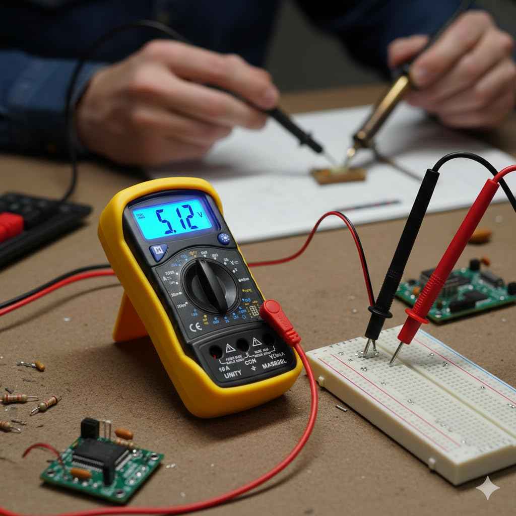 MAS830L Digital multimeter for measuring AC and DC voltage, DC current and resistance with LCD display