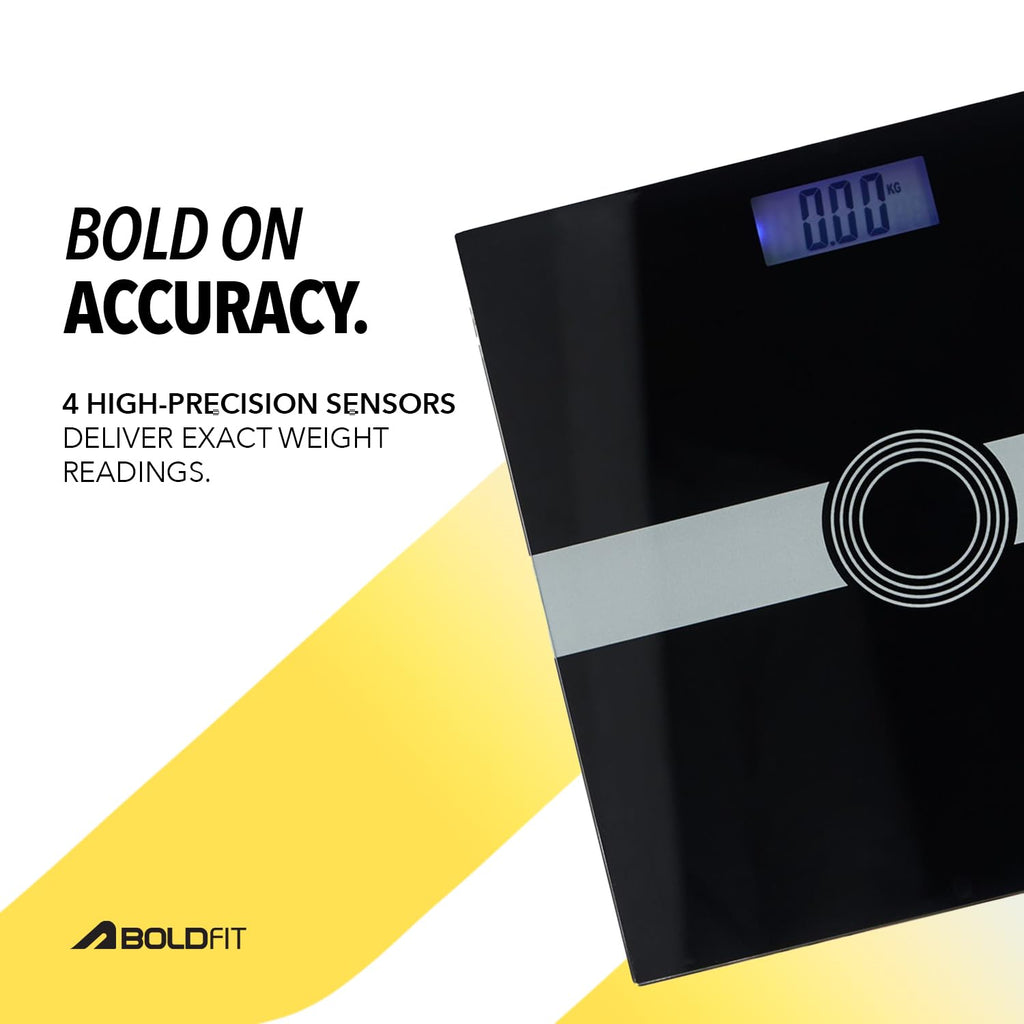 Boldfit Weight Machine for Home Digital Weighing Machine for Human Body with LCD Display Max Weight Capacity 180Kgs (Batteries Not Included) – Bathroom Scale for Home