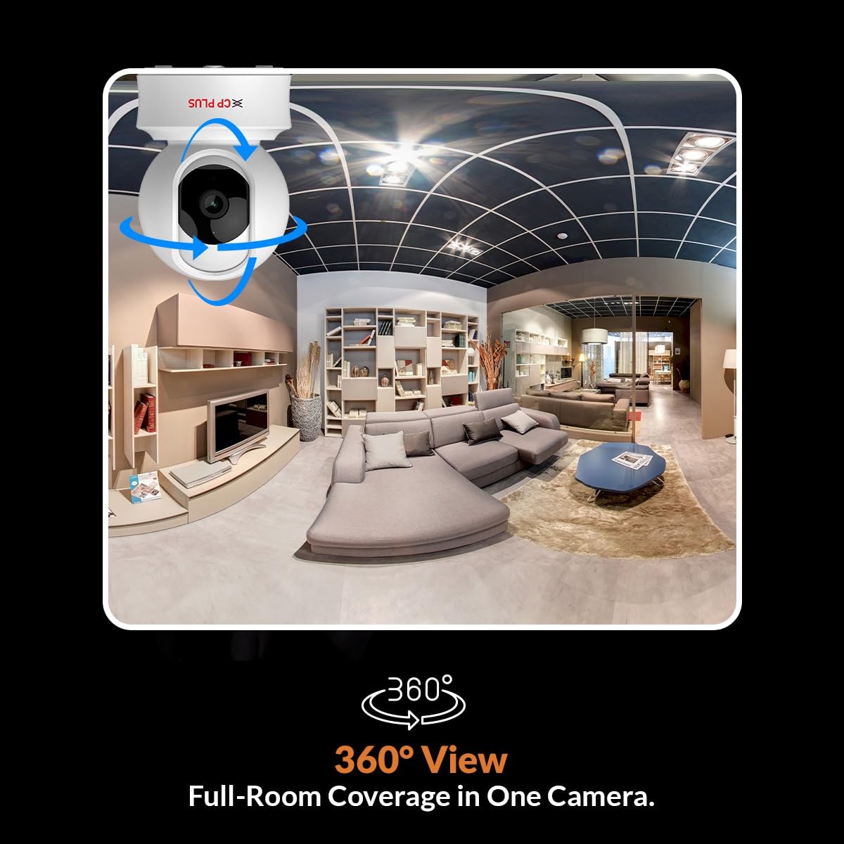 CP PLUS 4MP Quad HD Outdoor Wi-Fi CCTV Camera | 360° Pan & Tilt | Full-Color Night Vision | CTC Cyber Secure Tech | Smart Detection Suite | View & Talk | OK Google | Cloud Recording | CP-Z43Q