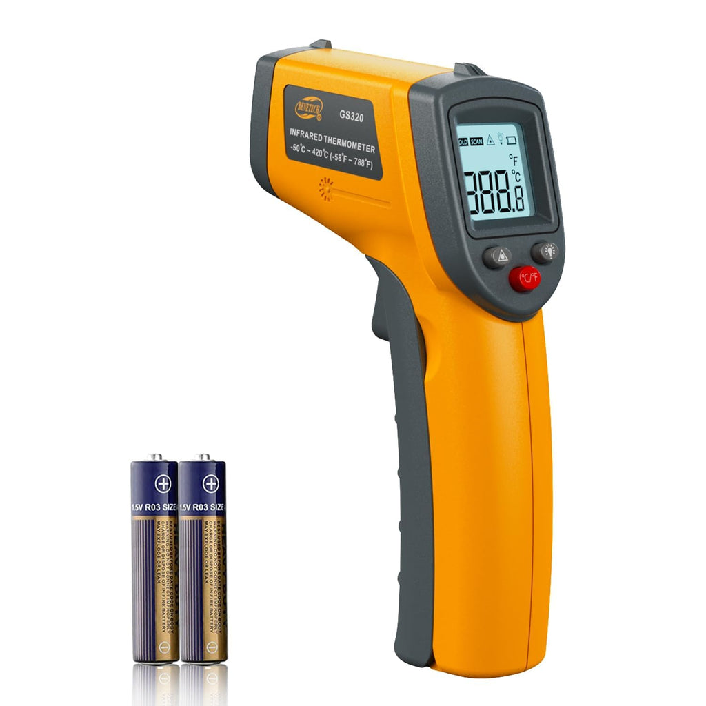 Plastic Infrared Thermometer Gun, Non-Contact Digital Laser Temperature Gun for Kitchen Cooking Food, Grill, Pizza Oven, Candy, Fridge, HVAC