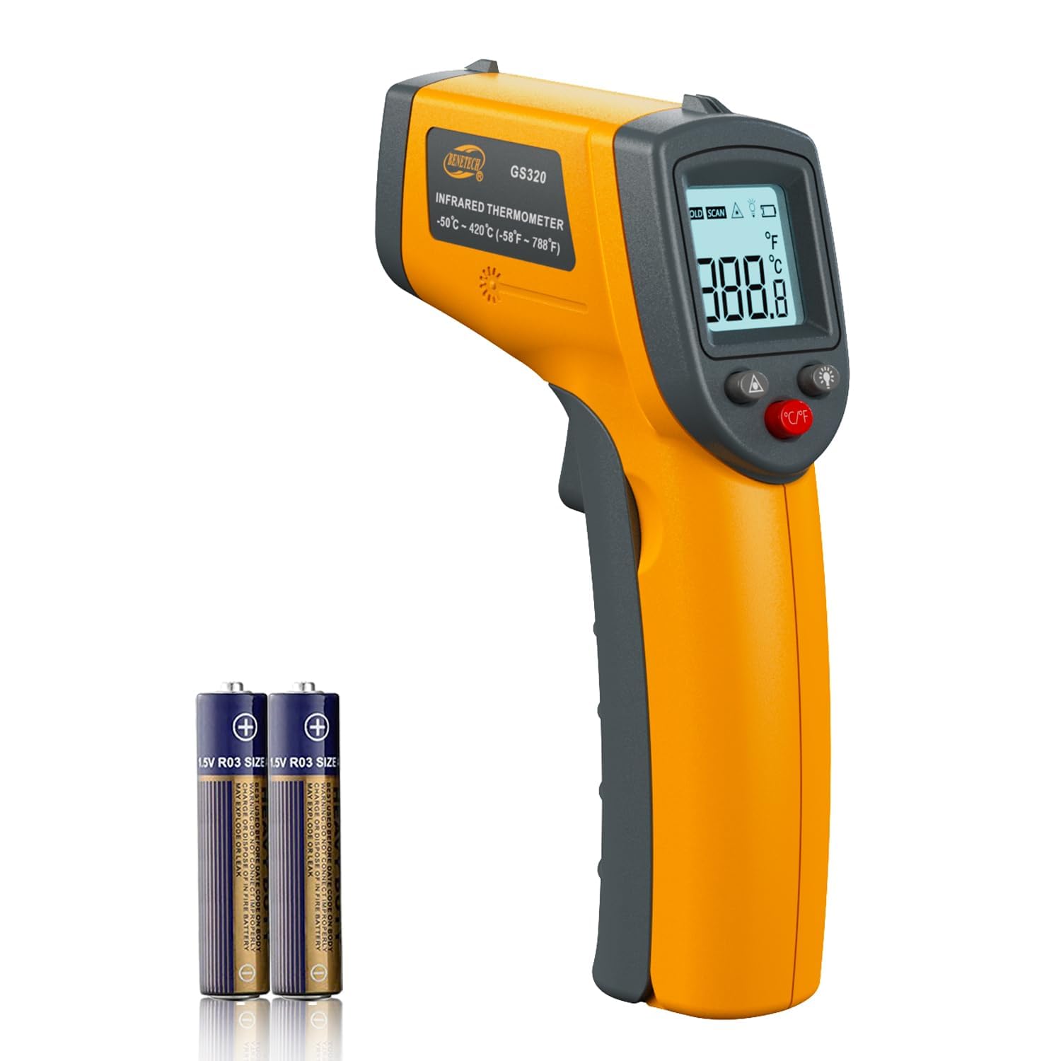 Plastic Infrared Thermometer Gun, Non-Contact Digital Laser Temperature Gun for Kitchen Cooking Food, Grill, Pizza Oven, Candy, Fridge, HVAC