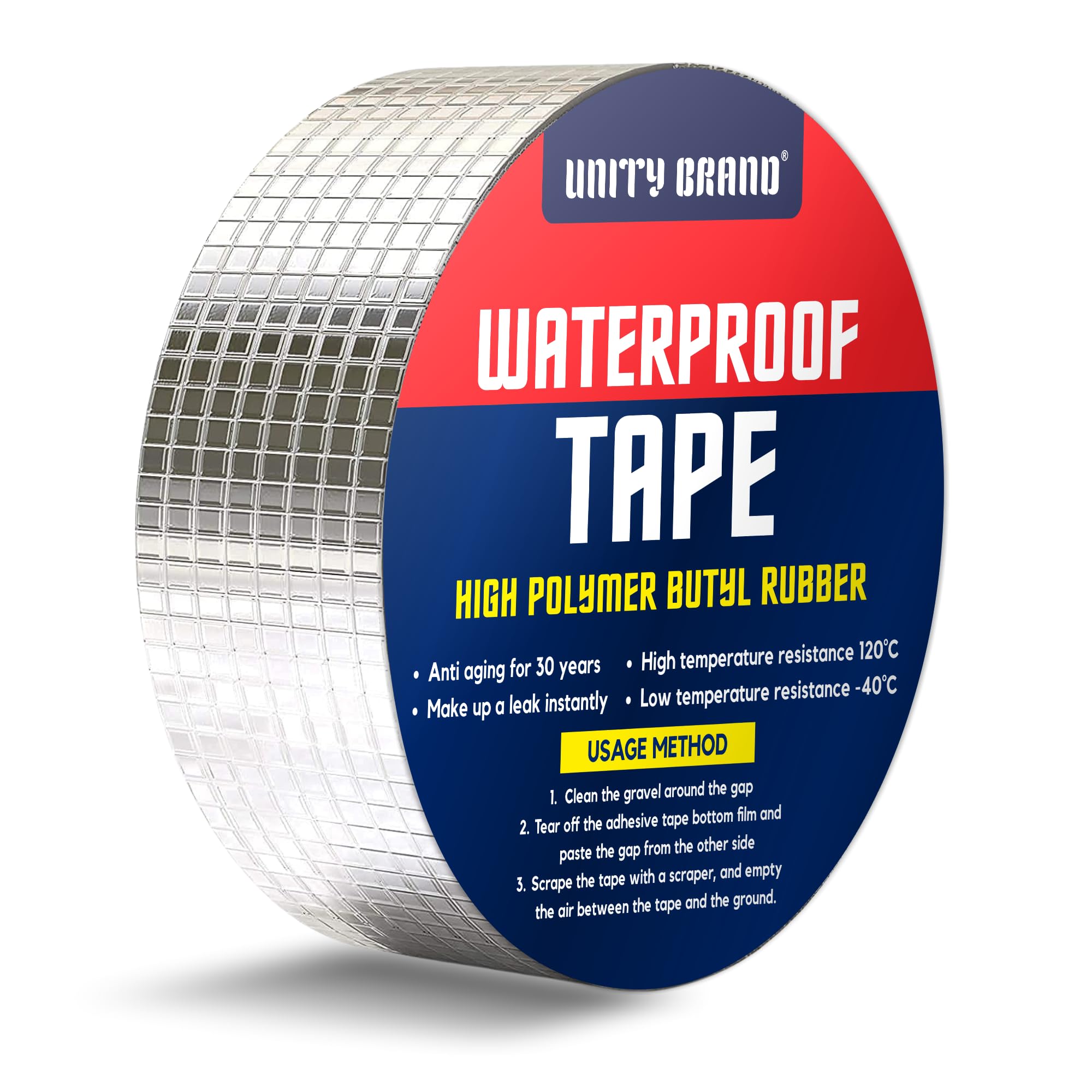 Super Strong Adhesive Waterproof tape Permanent Repair Roof Water Leakage Solution Rubber Foil Suitable for Roof Leak, surface Crack, Window Sill Gap, Boat Sealing, Tank Leak (5CM*5M)