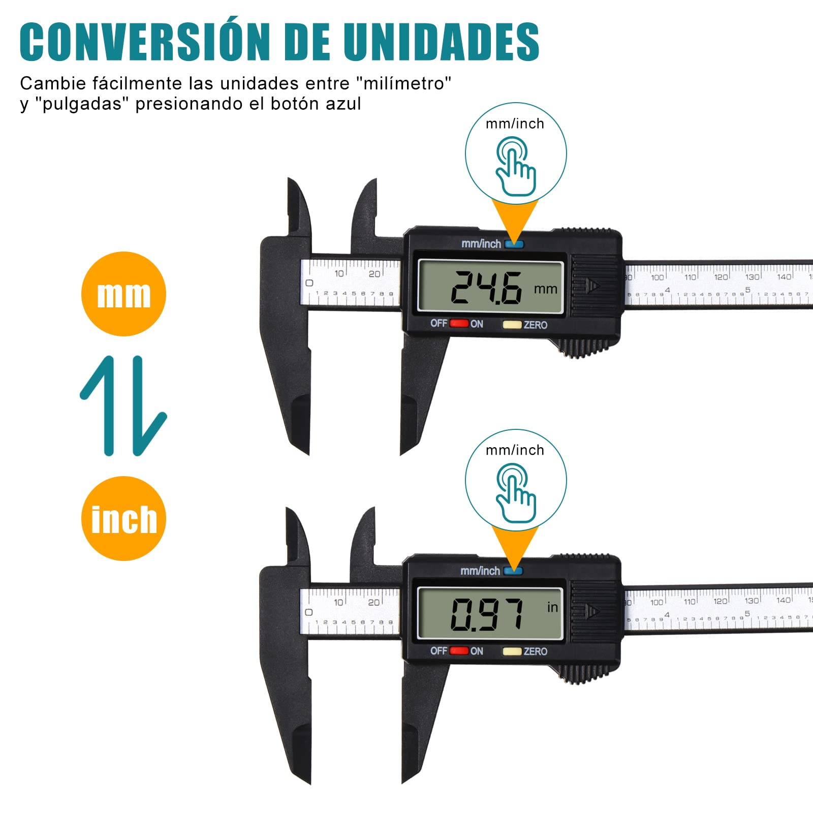 Vinabo Digital Vernier Caliper Classic 150 mm/6 Inches with Large LCD Screen for External, Internal, Depth and Electronic Measuring Tool