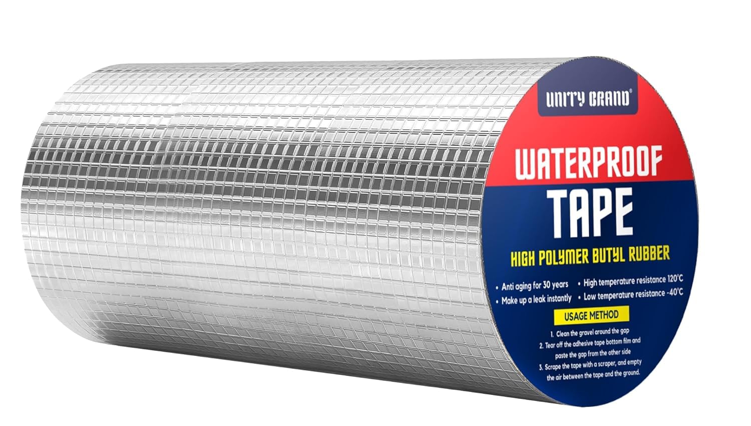 Super Strong Adhesive Waterproof tape Permanent Repair Roof Water Leakage Solution Rubber Foil Suitable for Roof Leak, surface Crack, Window Sill Gap, Boat Sealing, Tank Leak (5CM*5M)