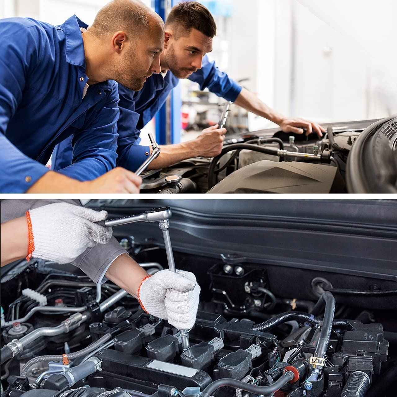 ZSIGNS 46Pcs 1/4 Inch Drive Box End Socket Set,Metric Ratchet Wrench Set With 4-14Mm Cr-V Sockets,S2 Bits,Extension Bars,Mechanic Tool Kits For Household Auto Repair (Black), Chrome Vanadium Steel