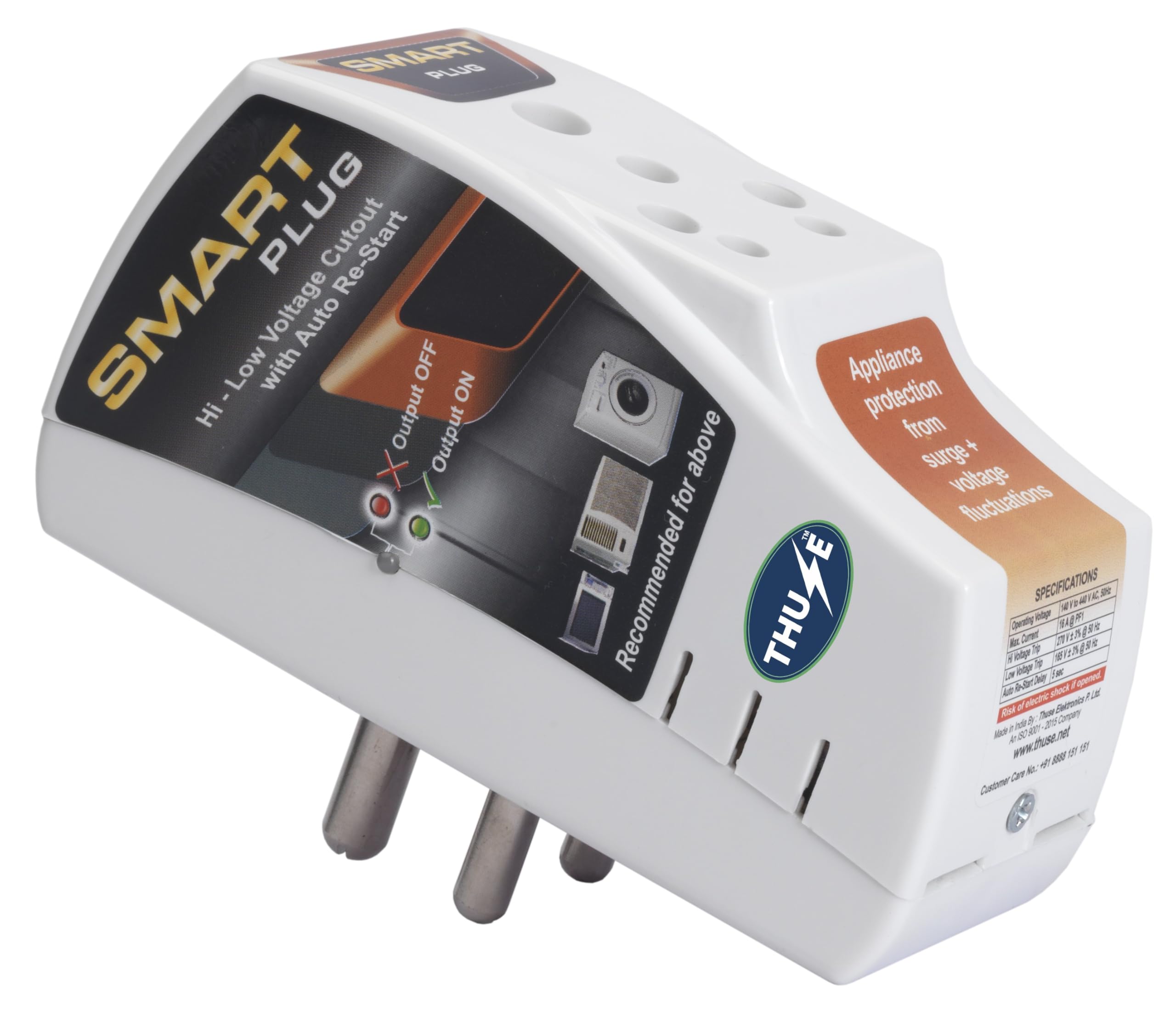 Smart Plug 16A (White), Voltage Protector for Washing Machine, Smart Water Heater, Microwave Oven, Dishwasher, AC, EV Charger, Over-Under Voltage Protector with Surge Protection Upto 4000 Volts