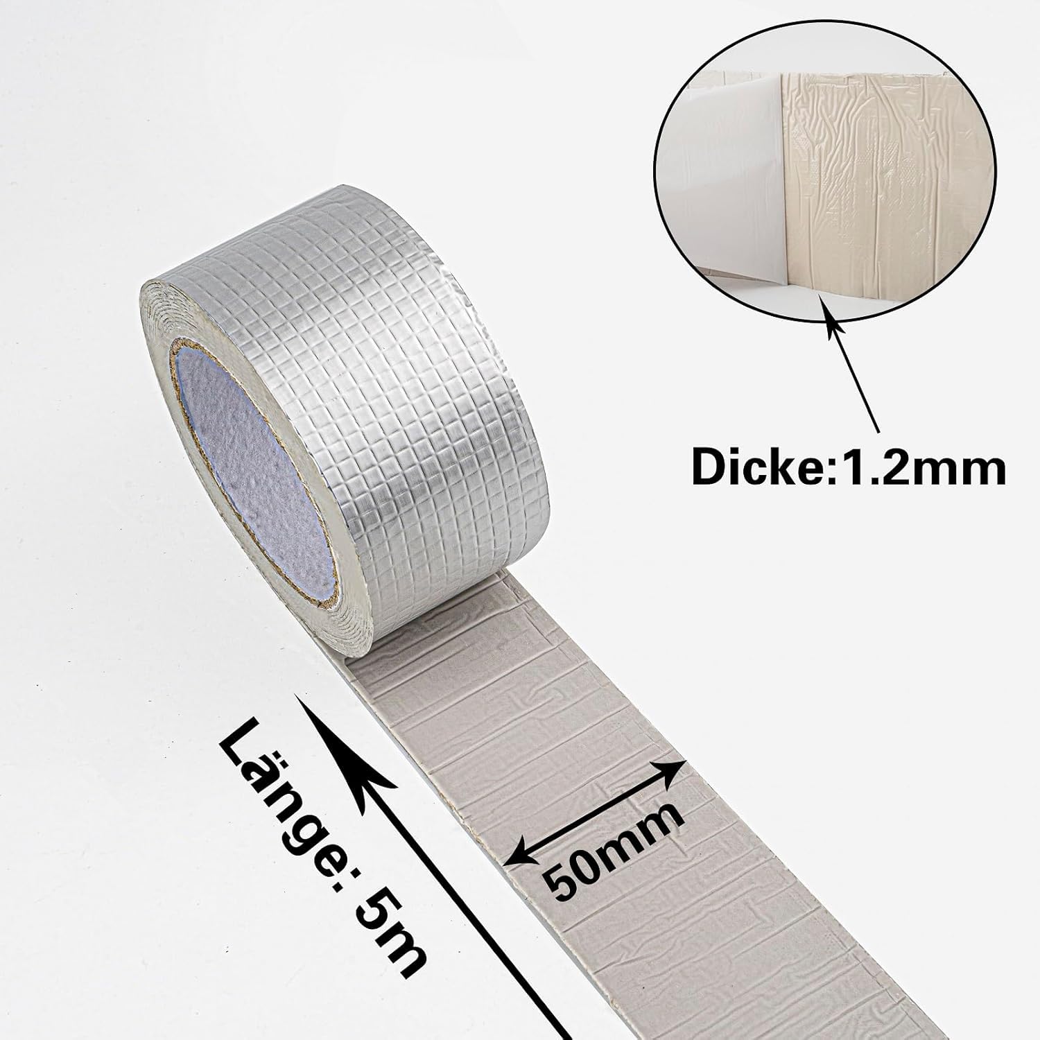 Super Strong Adhesive Waterproof tape Permanent Repair Roof Water Leakage Solution Rubber Foil Suitable for Roof Leak, surface Crack, Window Sill Gap, Boat Sealing, Tank Leak (5CM*5M)