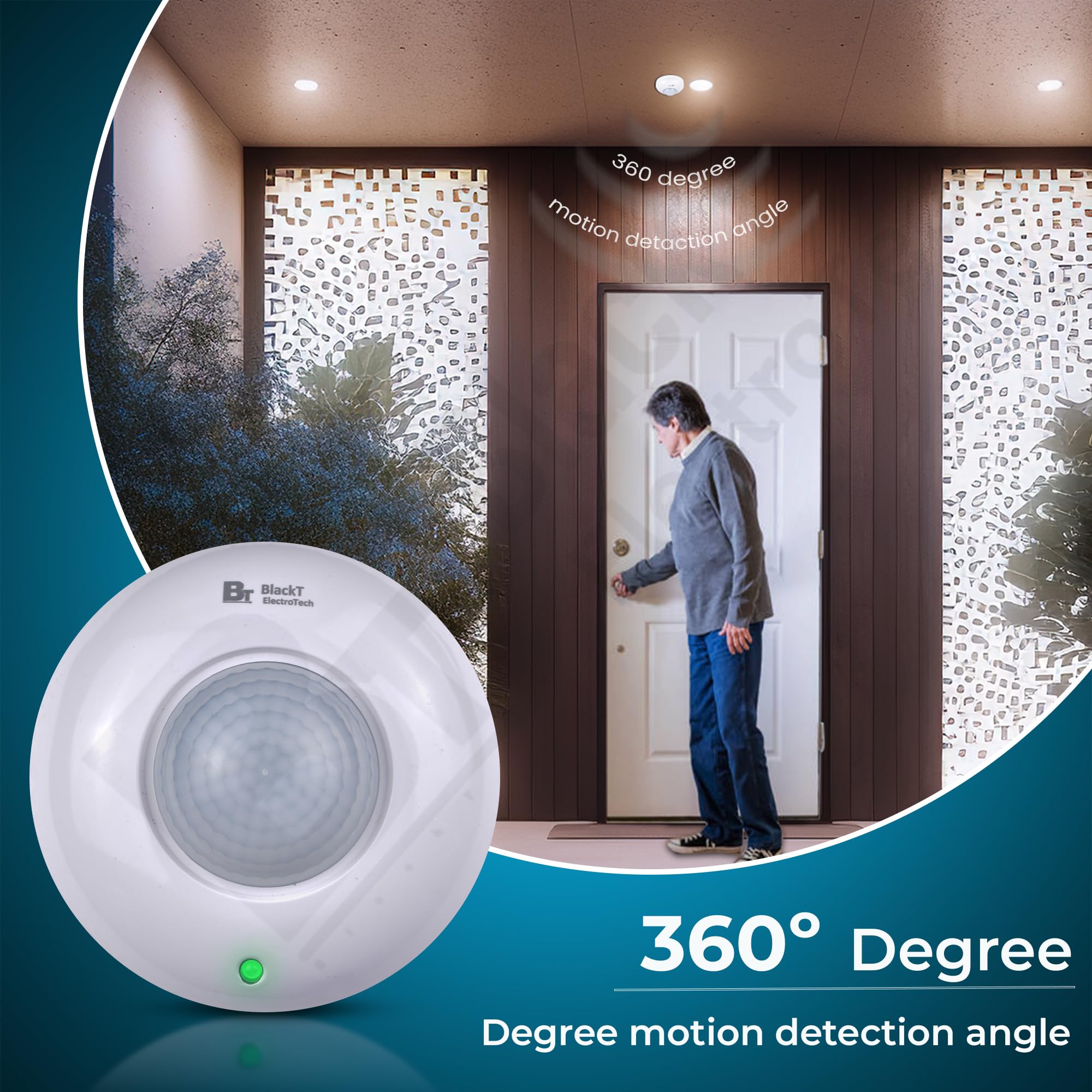 Blackt Electrotech BT31C : PIR Motion Sensor Ceiling Mounted White Round Shape (2-Year Warranty) (Regular)