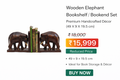 Wooden Elephant Bookshelf / Bookend Set – Premium Handcrafted Decor (49 × 9 × 19.5 cm)