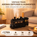 Vintage Train Aroma Diffuser & Humidifier – 300ML Ultrasonic Mist with Lights & Remote