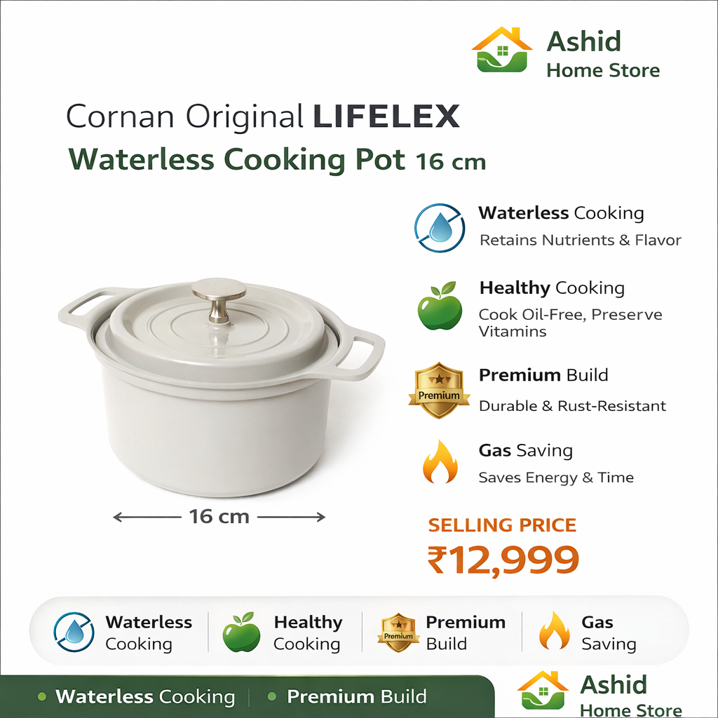 Cornan Original LIFELEX Waterless Cooking Pot – 16 cm | Premium Healthy Cookware | Oil-Free & Nutrient-Preserving