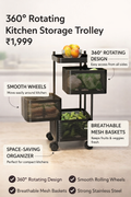 360° Rotating Kitchen Storage Trolley with Wheels – Multi-Layer Metal Mesh Fruit & Vegetable Rack