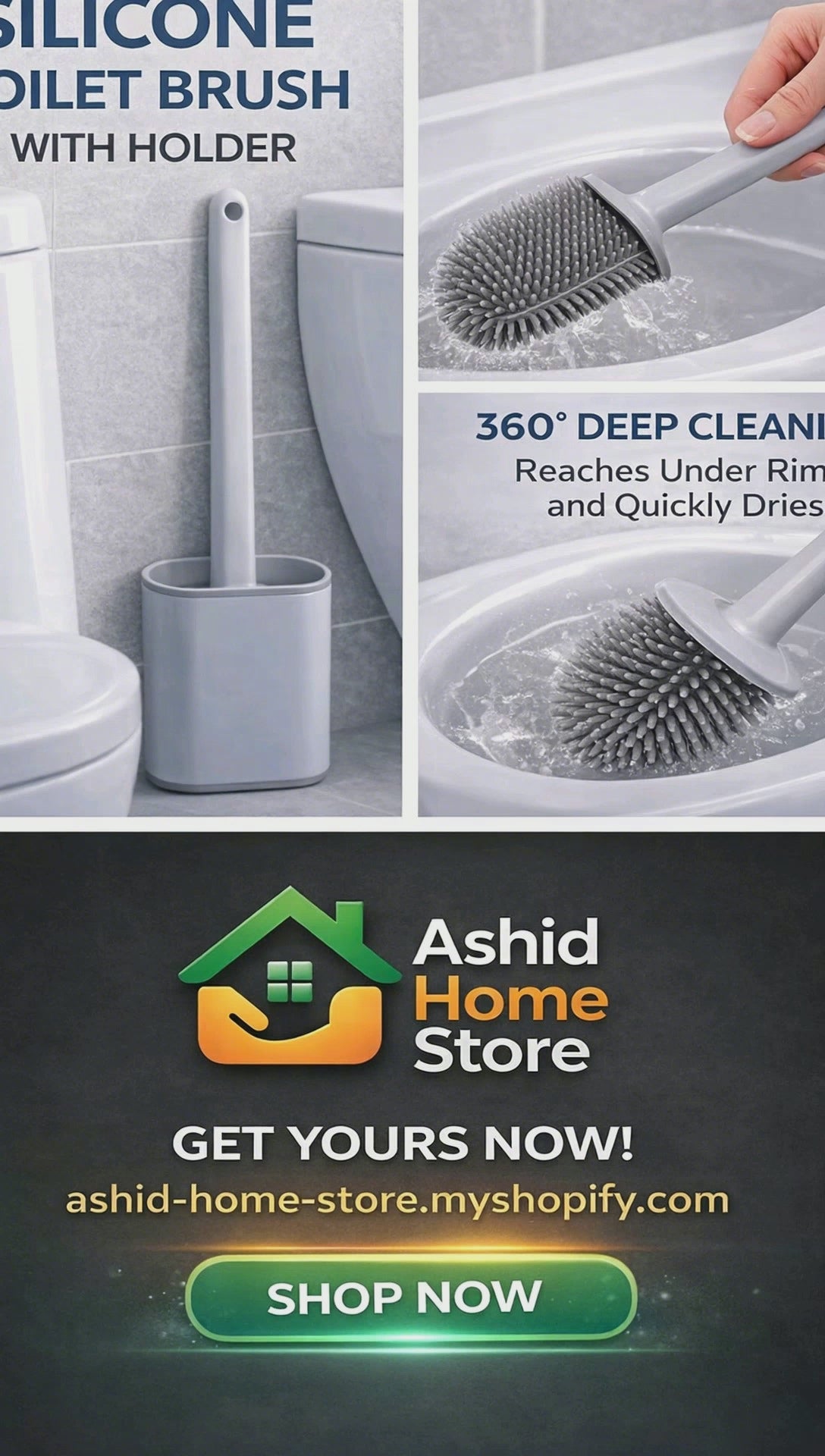 Hygienic Toilet Brush with Holder Stand — Easy Bathroom Cleaning