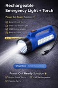 Rechargeable LED Emergency Torch – Long Range + 22 SMD Side Lights