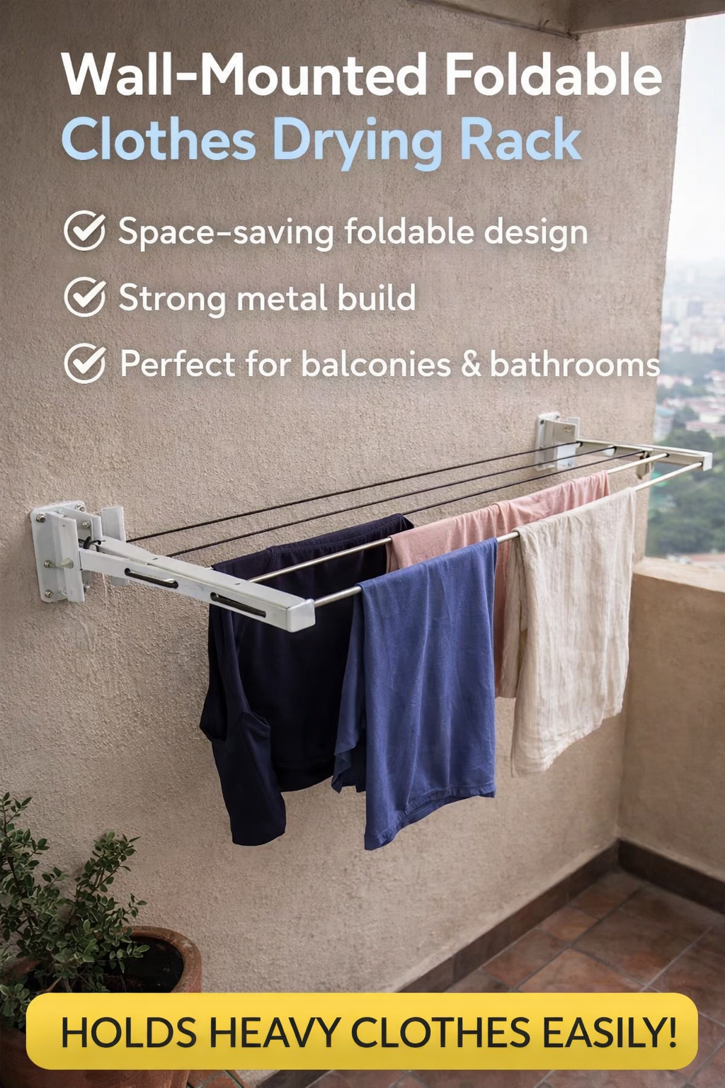 Premium Wall Mounted Foldable Clothes Drying Rack