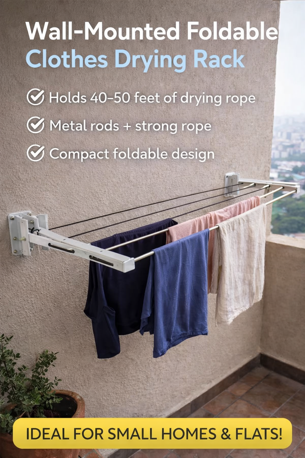 Premium Wall Mounted Foldable Clothes Drying Rack