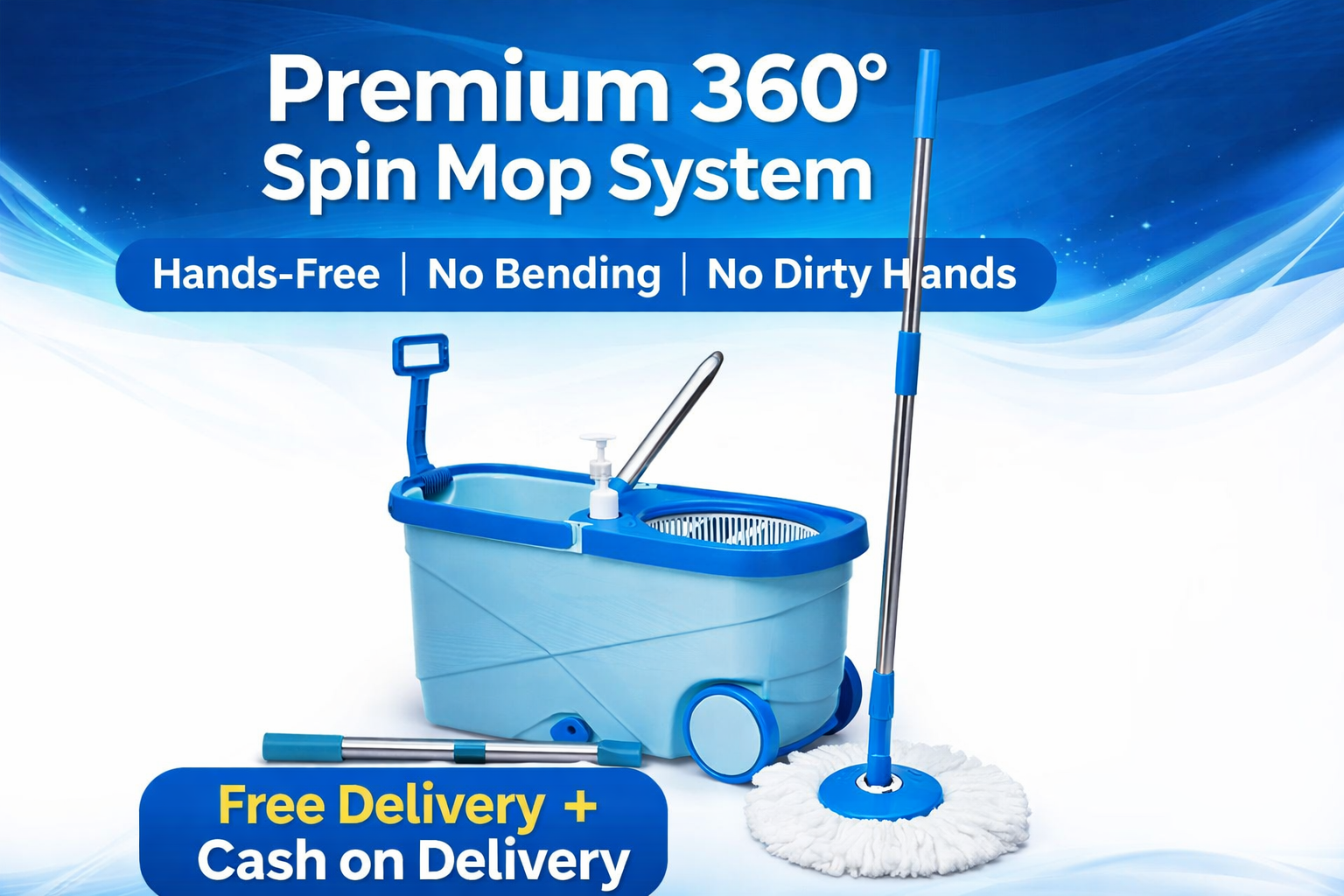 Premium 360° Spin Mop with Bucket – Hands-Free Floor Cleaning System
