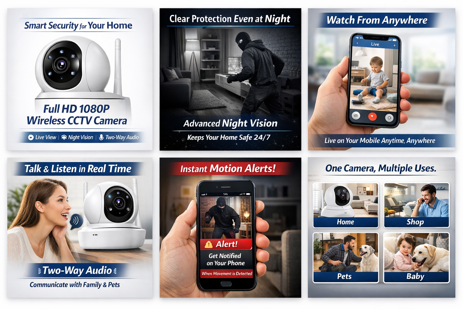 Full HD 1080P Wireless Smart CCTV Camera