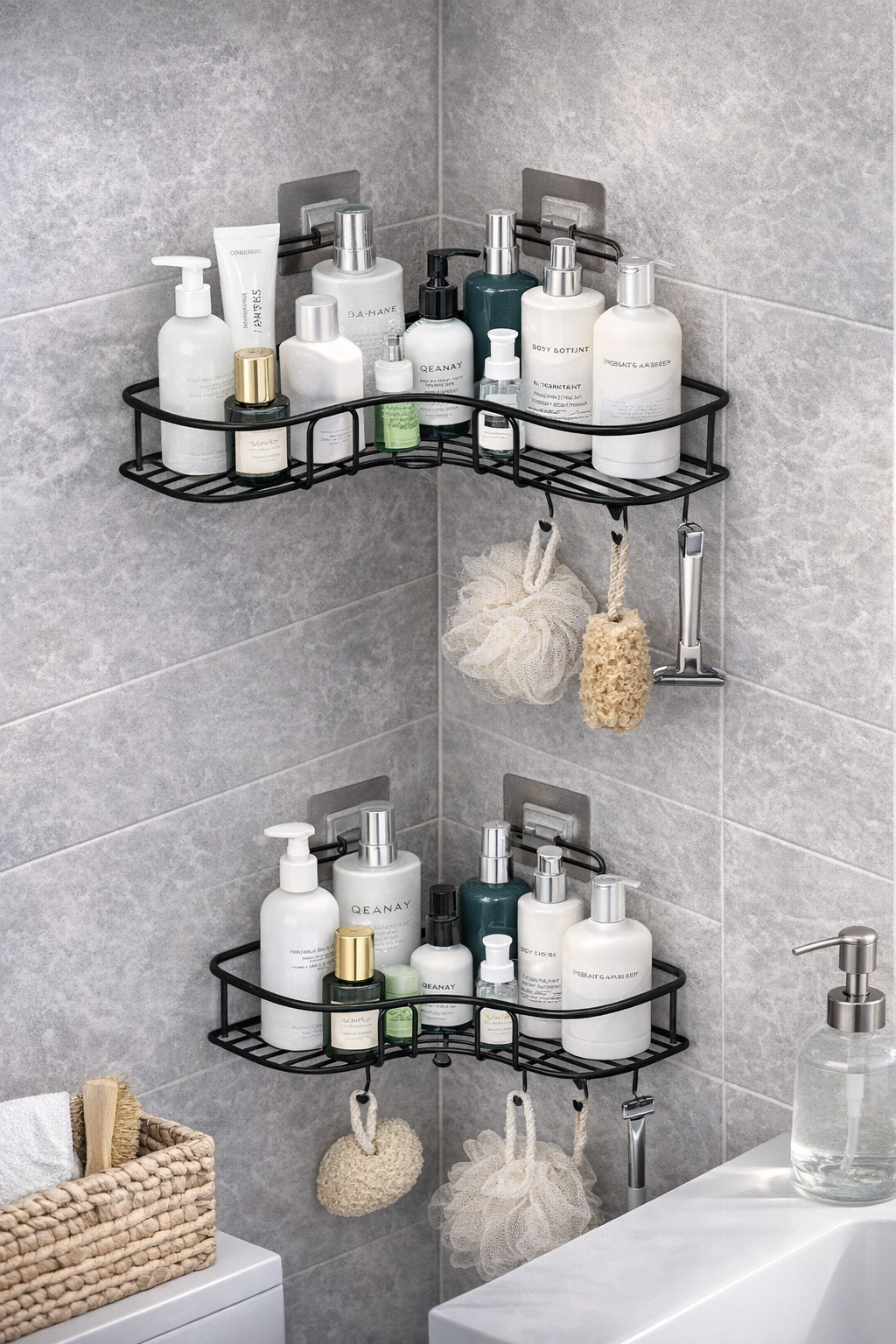 Premium Bathroom Corner Shelf (Pack of 2) – No-Drill, Rust-Proof