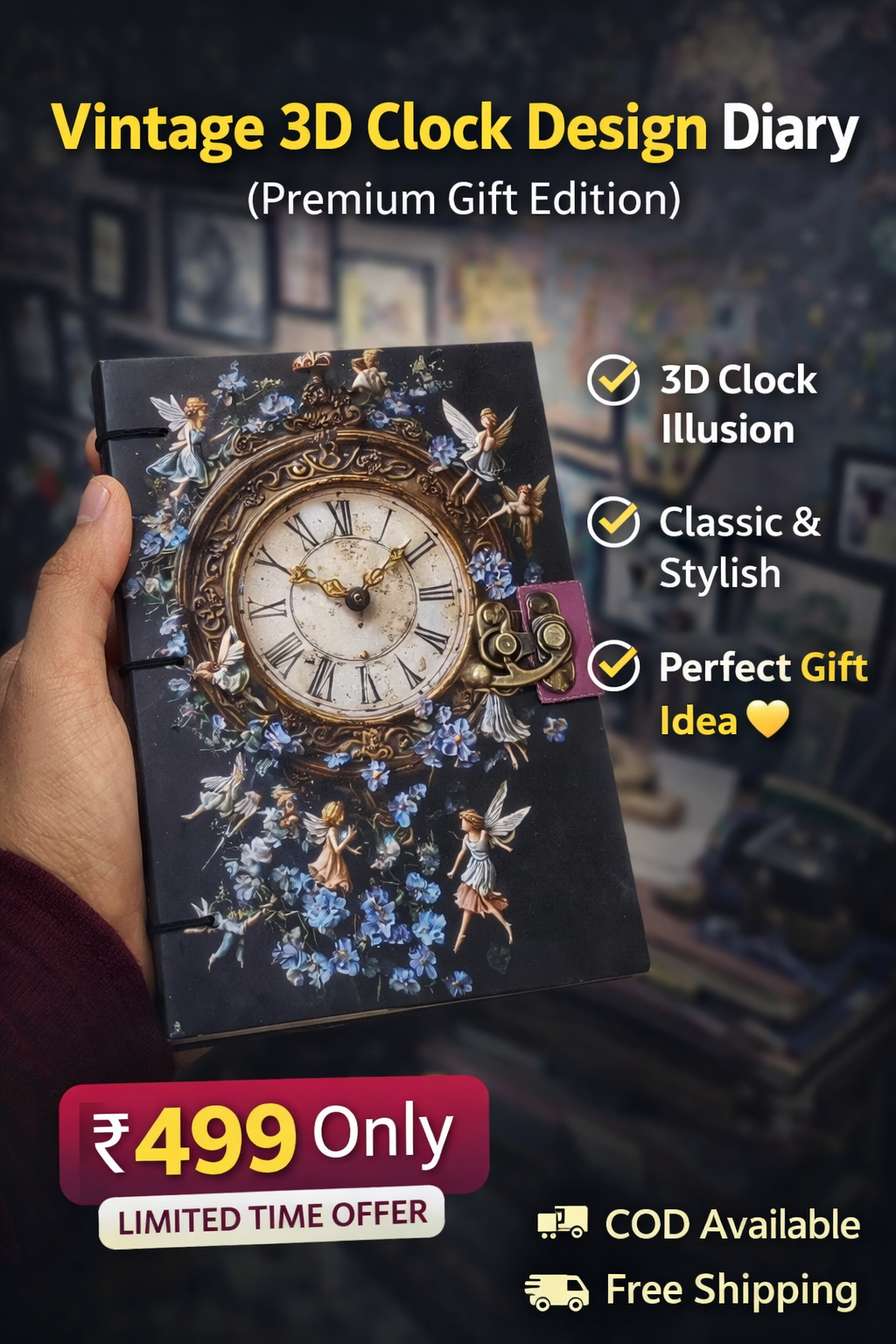 🕰️ Vintage 3D Clock Design Diary / Notebook
(Premium Gift Edition)