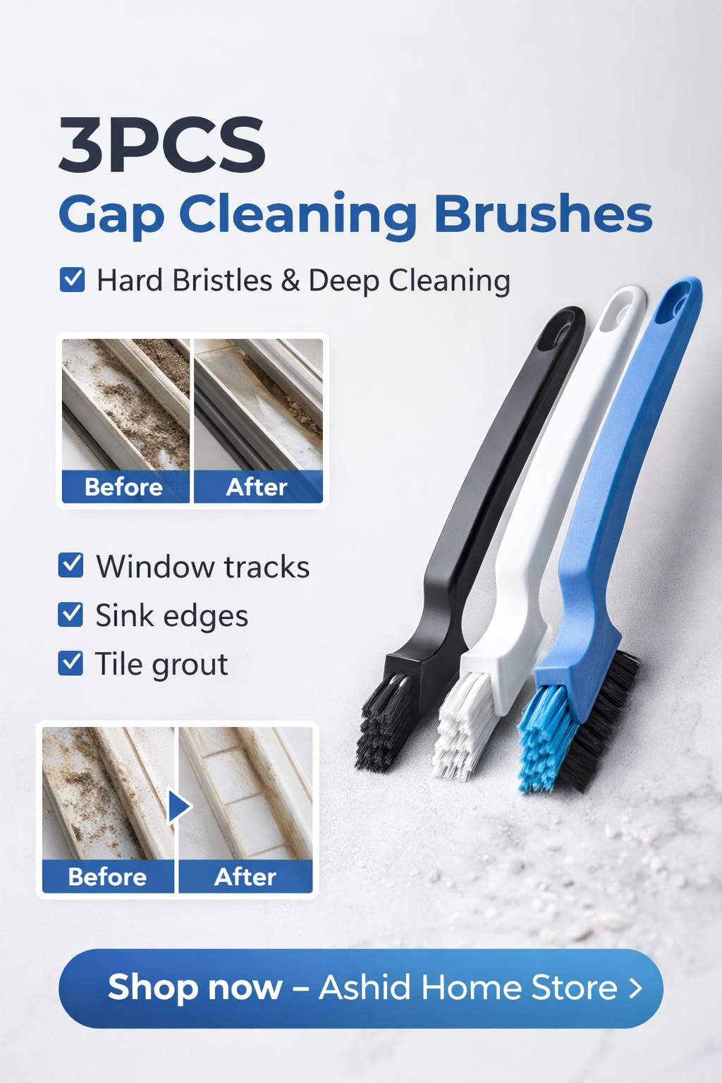 👉 3-Pack Gap Cleaning Brushes – Multi-Purpose Crevice Cleaner